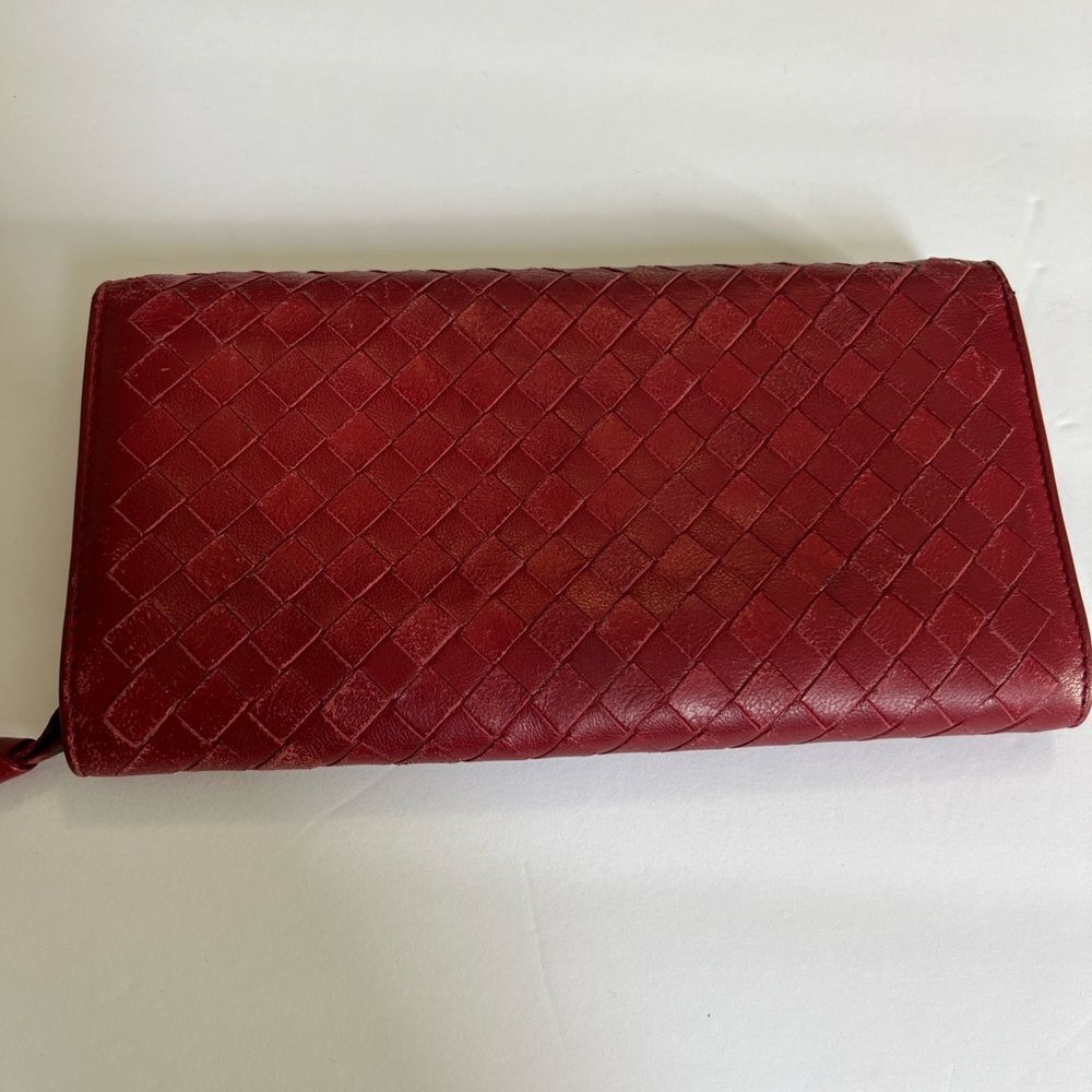 Bottega Veneta Red Woven Wallet - Picture 11 of 11